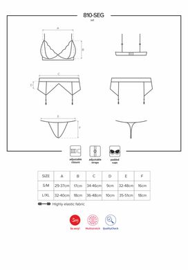 Кружевной комплект белья Obsessive 810-SEG-1 S/M White, бюстгальтер, стринги, пояс для чулок SO7165 фото