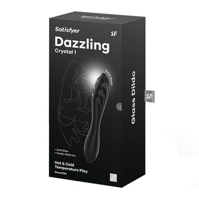 Двусторонний стеклянный дилдо Satisfyer Dazzling Crystal 1 Black, очень прочный, без стоппера SO8786 фото