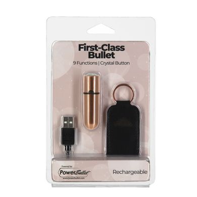 Вибропуля PowerBullet First-Class Bullet 2.5″ with Key Chain Pouch, Rose Gold, 9 режимов вибрации SO6847 фото