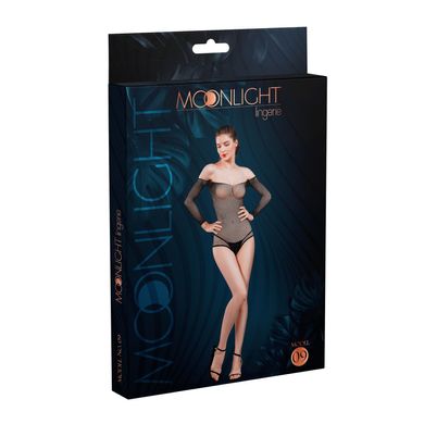 Сетчатое боди со стразами Moonlight Model 09 XS-L Black, открытые плечи SO6342 фото