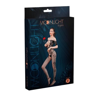 Бодистокинг с доступом Moonlight Model 10 XS-L Black, имитация шнуровки, цветочный декор, открытые п SO6343 фото