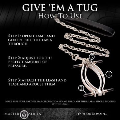 Зажим для половых губ с поводком Master Series Pussy Tugger Adjustable Vagina Clamp with Chain SO8797 фото