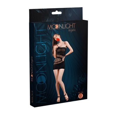 Мини-платье на одно плечо Moonlight Model 12 XS-L Black, вертикальная бахрома SO6345 фото