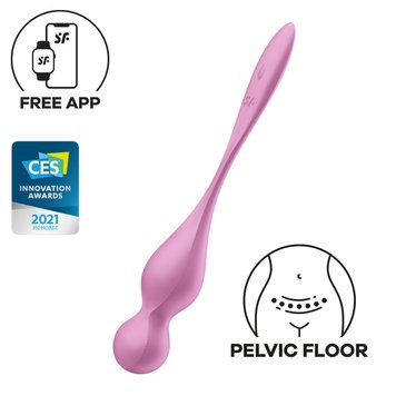 Вагінальні смарт-кульки з вібрацією Satisfyer Love Birds 1 Connect App Pink, 78 г SX0570 фото