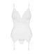 Сатиновый кружевной корсет Obsessive 810-COR-2 babydoll & thong S/M, белый, корсет, танга SO7158 фото 5