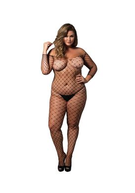 Бодістокінг Leg Avenue Off the shoulder bodystocking Black Queen Size SX1085 фото