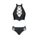 Комплект з еко-шкіри Nancy Bikini black L/XL - Passion, бра та трусики з імітацією шнурівки SO5367 фото 5